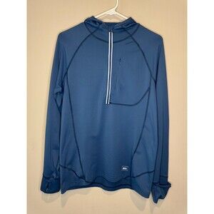 Vintage REI USA Made Hooded Quarter Zip Pullover Mens M Blue VTG Hiking Running